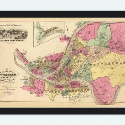 Old Map Of Pittsburgh Allegheny 1872 Vintage Map