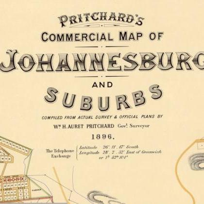 Old Map Johannesburg California 1896