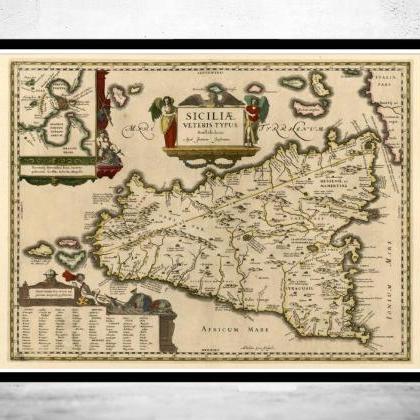 Old Map Of Sicily Sicilia, Italia 1600