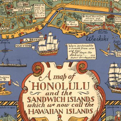 Old Map Of Honolulu Hawaiian Islands 1927
