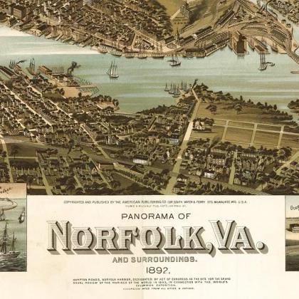 Norfolk Virginia 1892 Panoramic View Vintage