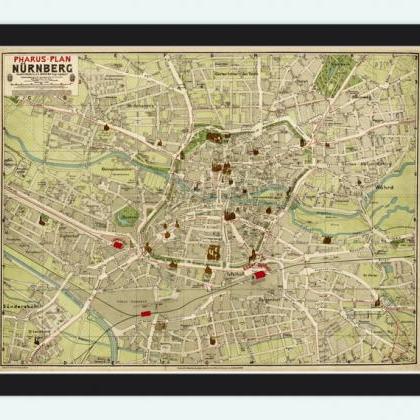 Old Map Of Nuremberg 1903 France Vintage Map
