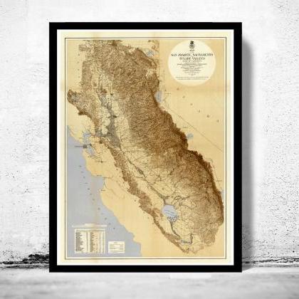 Vintage Map Of California 1873