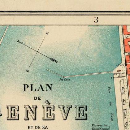 Old Map Of Geneve Geneva Switzerland 1908