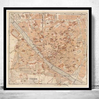 Old Map Of Florence Firenze, City Plan Italia 1900