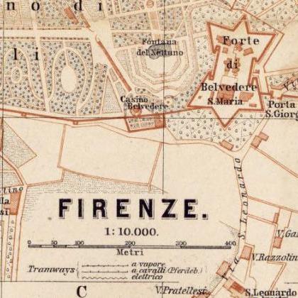 Old Map Of Florence Firenze, City Plan Italia 1900