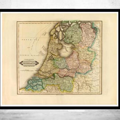 Vintage Map Of The Netherlands Hollandia Holland..