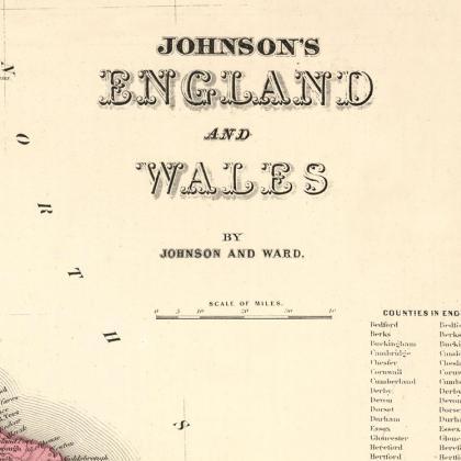 Old Map of England and Wales 1865 U..