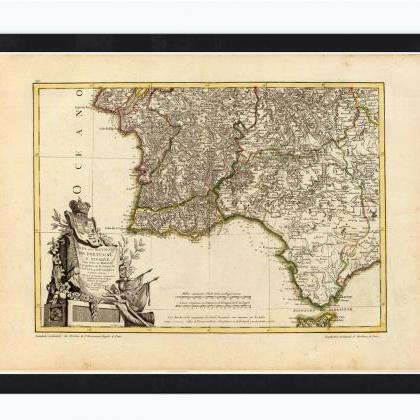 Old Map Of Algarve And Portugal ,1780 Portuguese..