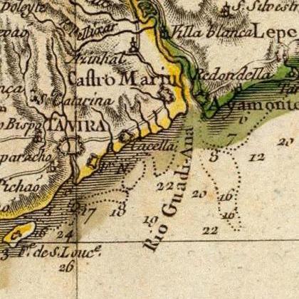 Old Map Of Algarve And Portugal ,1780 Portuguese..