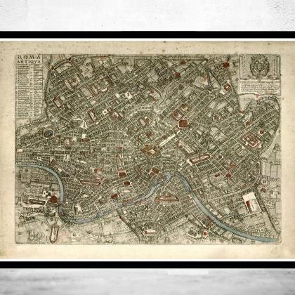 Vintage Map Of Rome Roma, Italia 1773 Antique Map..