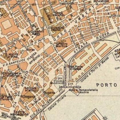 Old Map Of Napoli Naples 1930 Antique Vintage..