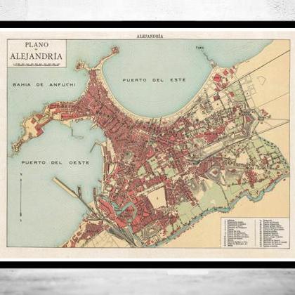 Alexandria Egypt Vintage Map Old Map 1900