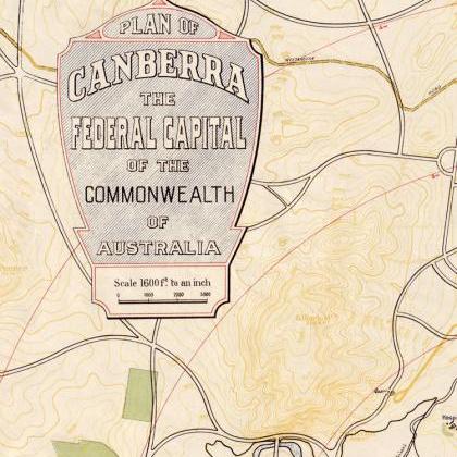Vintage Map Of Canberra City , Australia Oceania..