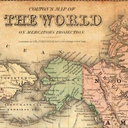 Vintage Map Of The World 1876 Mercator Projection