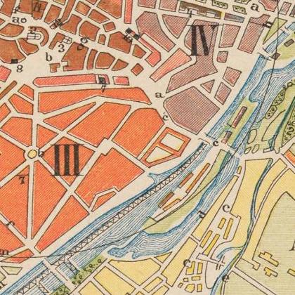Old Map Of Munich Munchen With Gravures, Germany..