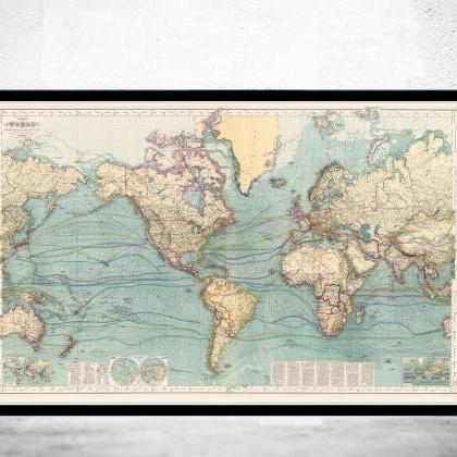 Great Vintage World Map In 1897