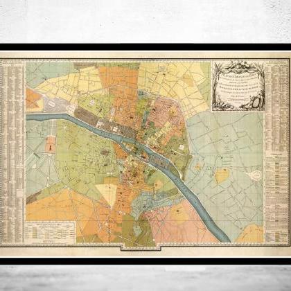 Old Map Of Paris (very Large Map) France 1904