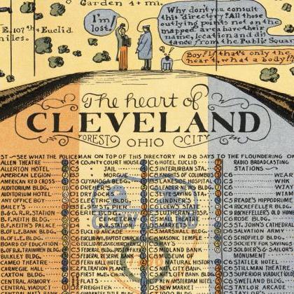 Old Map Of Cleveland 1928 Pictorial Map