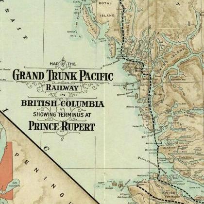 Old Map of British Columbia 1910 Ca..