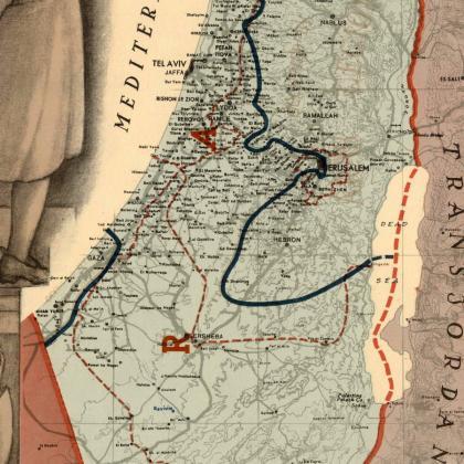 Old Map of Israel , Middle East, Re..