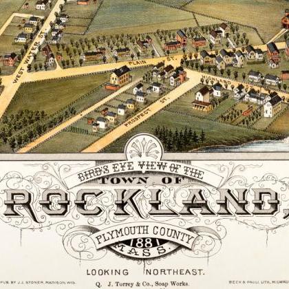 Birdseye View Of Rockland Massachusetts 1881,..