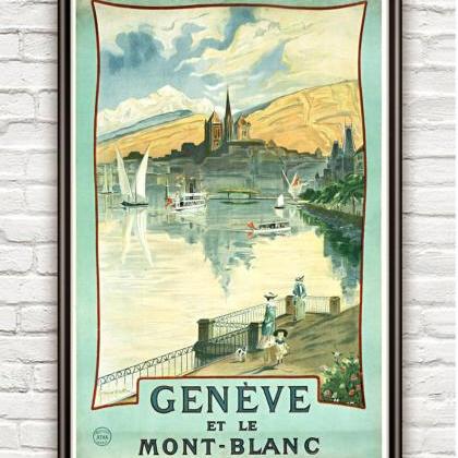 Vintage Poster Geneve Et Le Mont Blanc..
