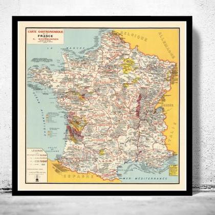 Old Map Of France, Vintage Poster France