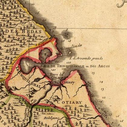 Old Map Of Sri Lanka, Old Ceylon 1742