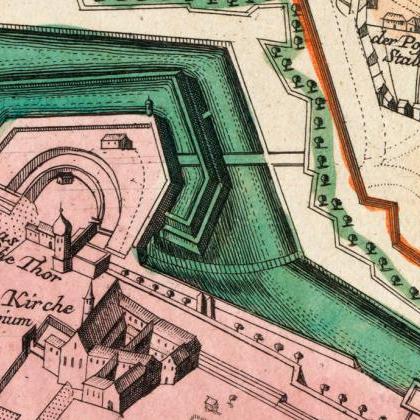 Old Map Of Leipzig With Gravures , Germany..