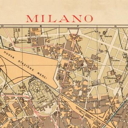 Old Map Of Milan Milano, City Plan Italia 1910..