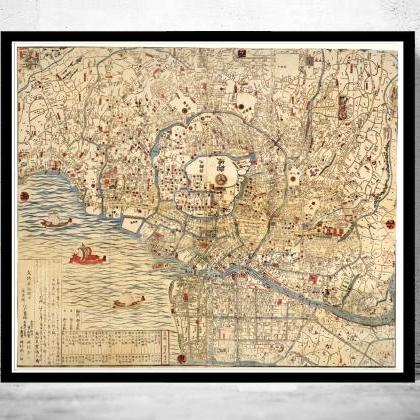 Vintage Map Of Tokyo Japan 1820