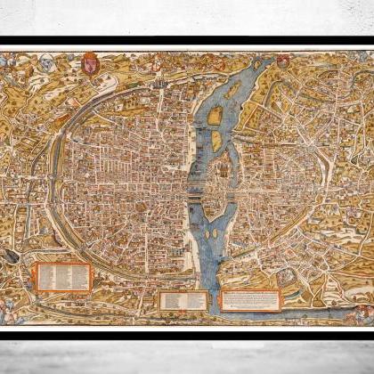 Old Map Of Paris 1550 France Vintage Paris Plan