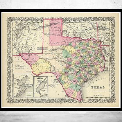 Old Map Texas 1856 United States of..