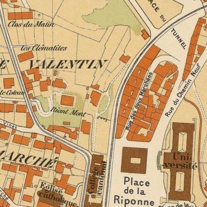 Old Map of Lausanne , Switzerland S..