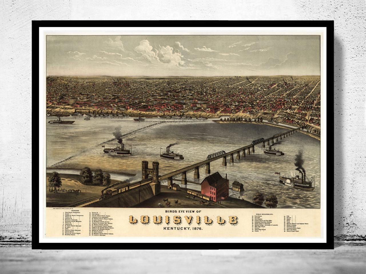 Panoramic View Of Louisville, Kentucky United States 1876