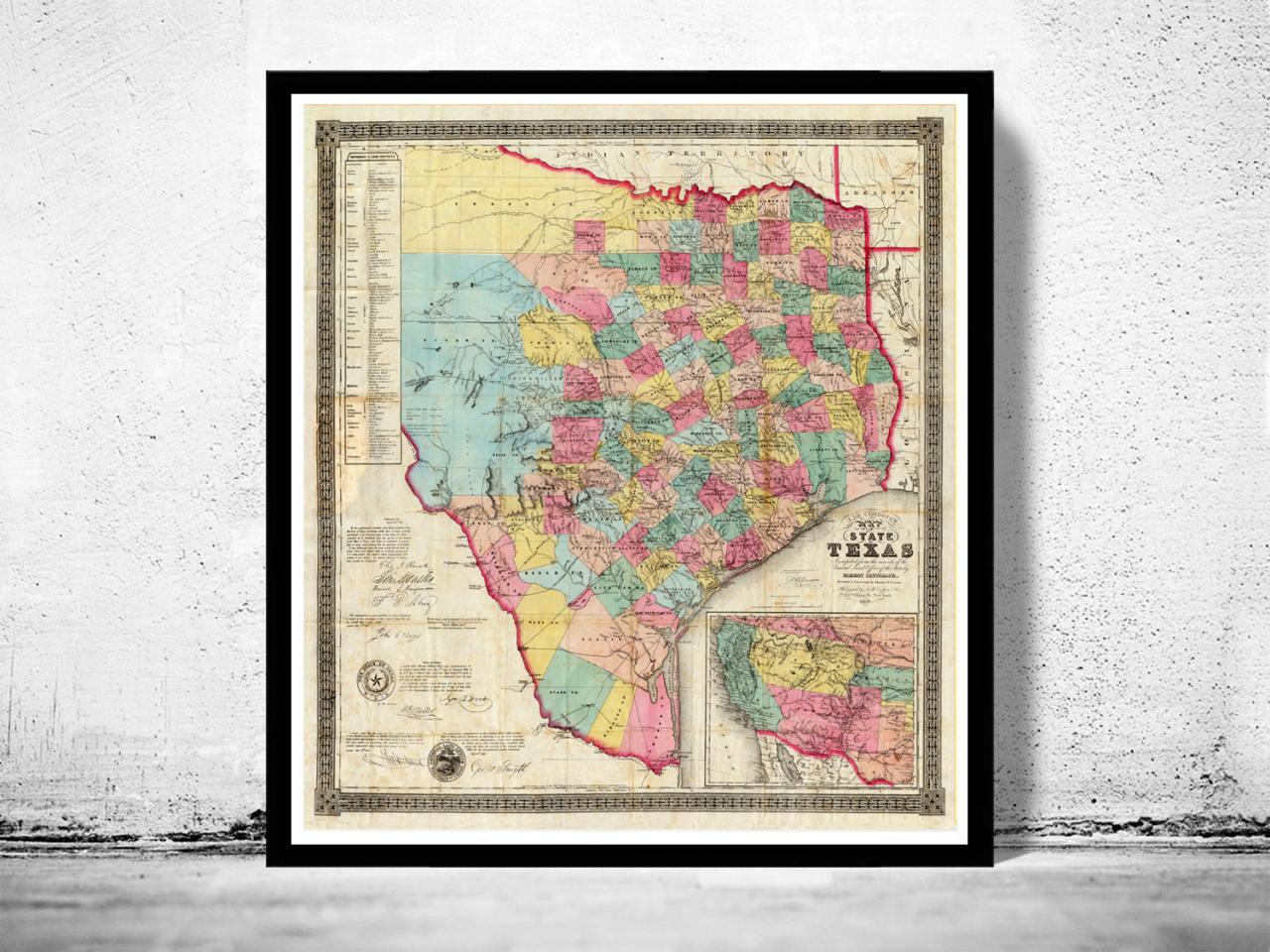 Antique Map Texas 1856 United States Of America