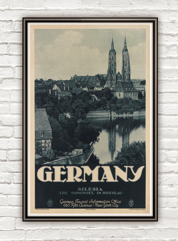 Vintage Poster Of Germany Silesia Breslau, Travel Poster Tourism 1930-40