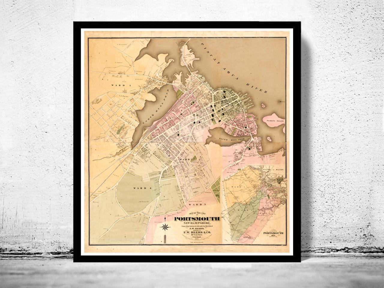 Vintage Map Of Portsmouth Hampshire 1876