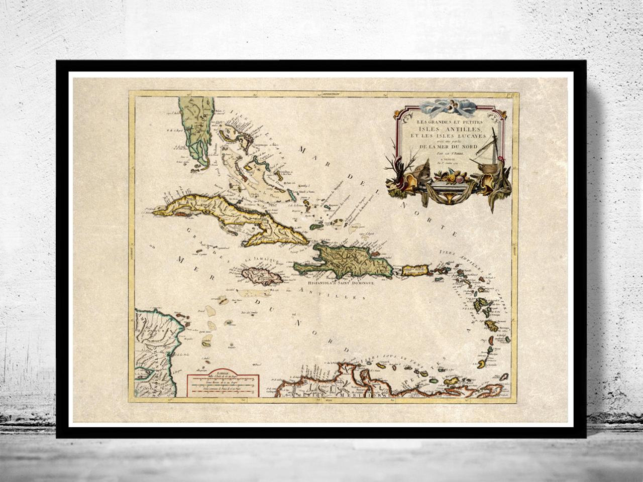Old Map Of Antilles Bahamas, Bahama Islands 1779