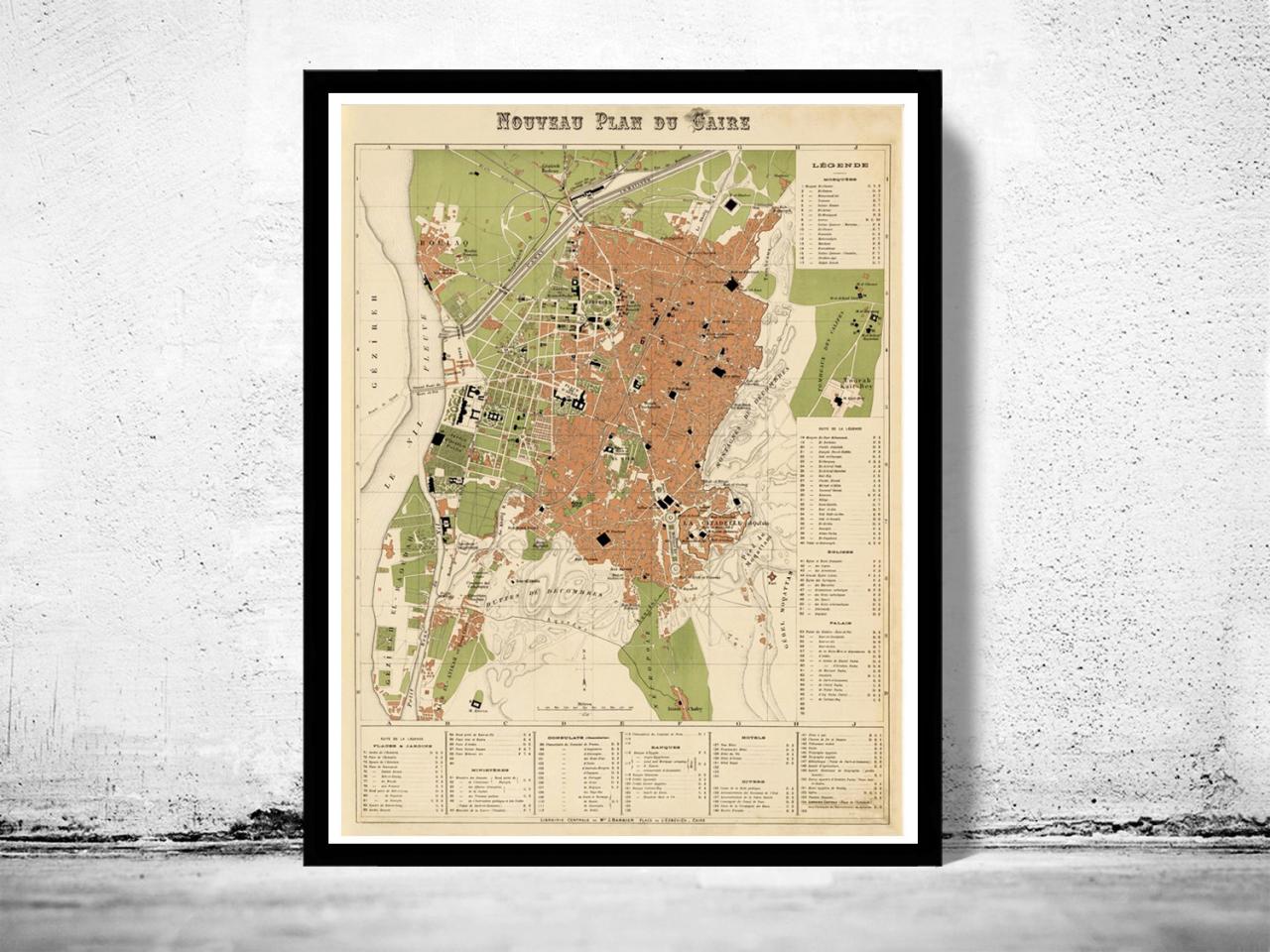 Old Map Of Cairo 1886 Egypt Vintage Map