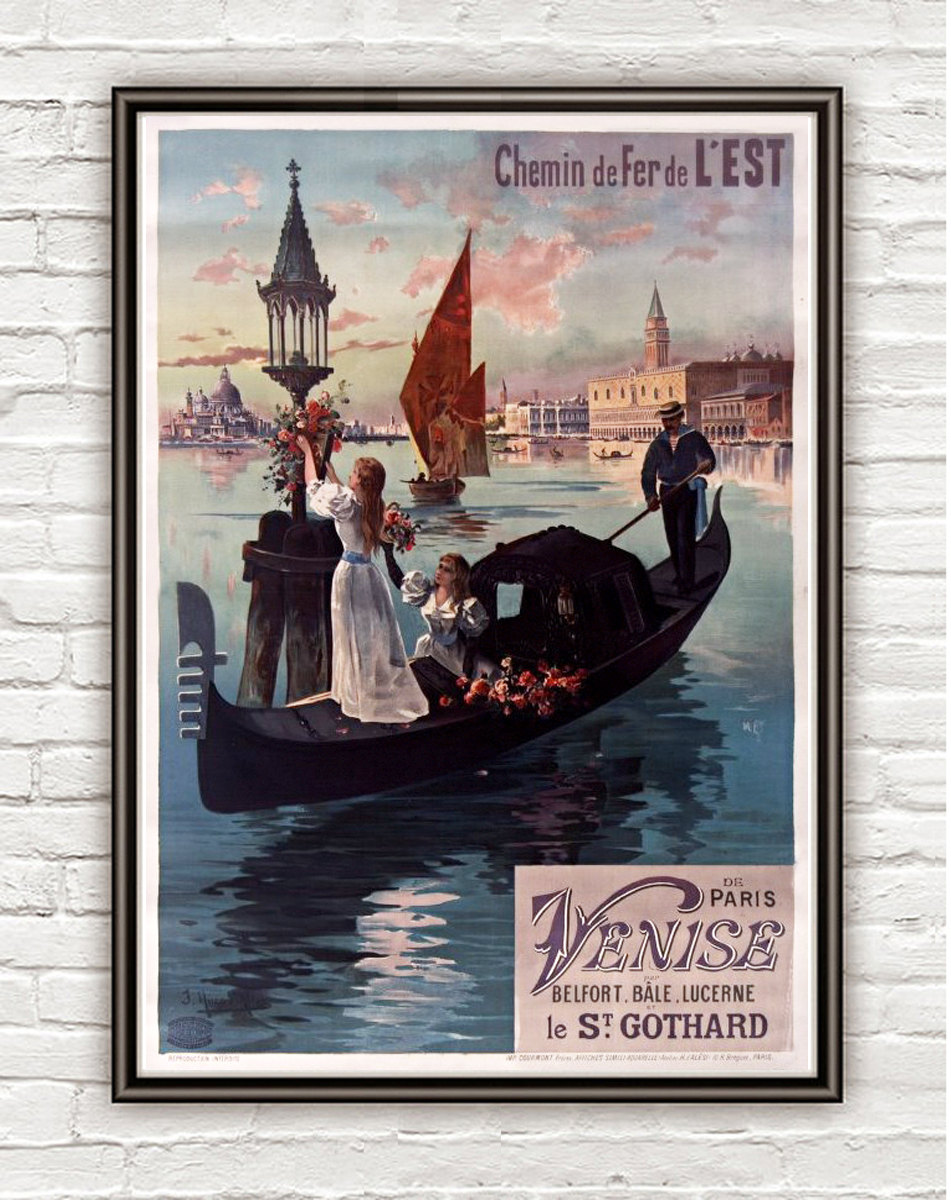 Vintage Poster Of Paris And Venice 1897 Tourism Poster Travel