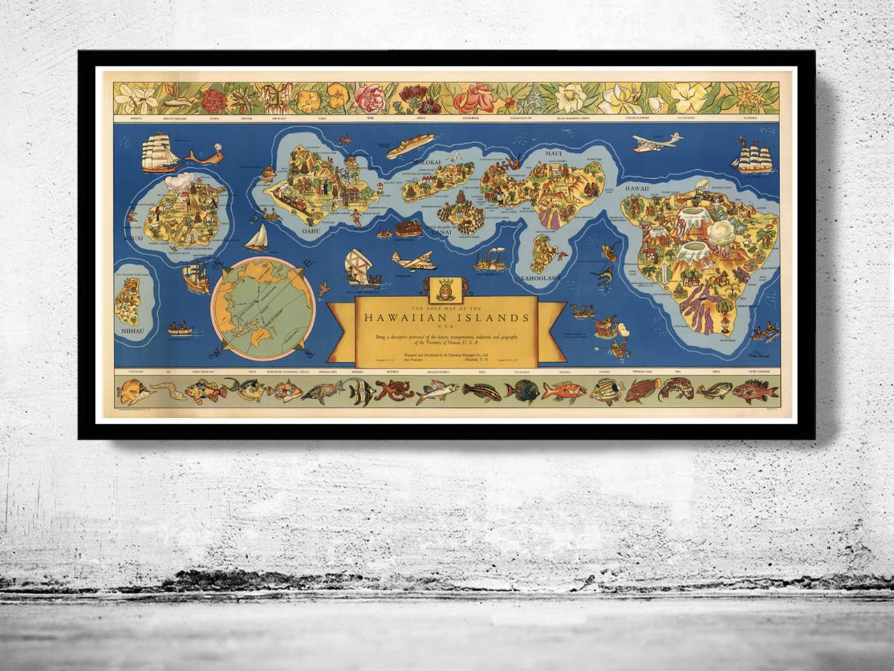 Old Map Of Hawaiian Islands