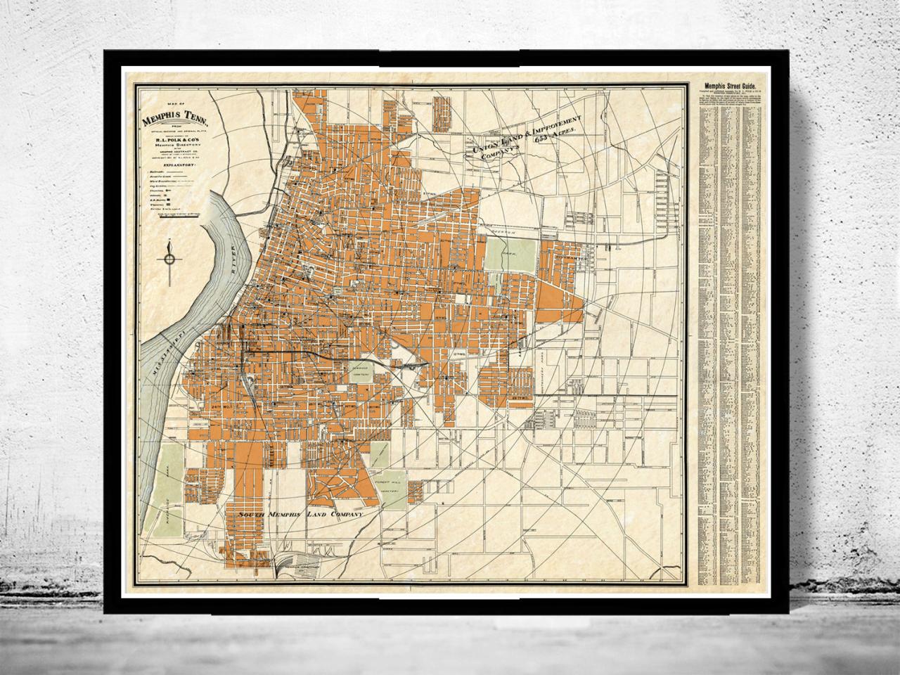 Old Map Of Memphis Tennessee 1911