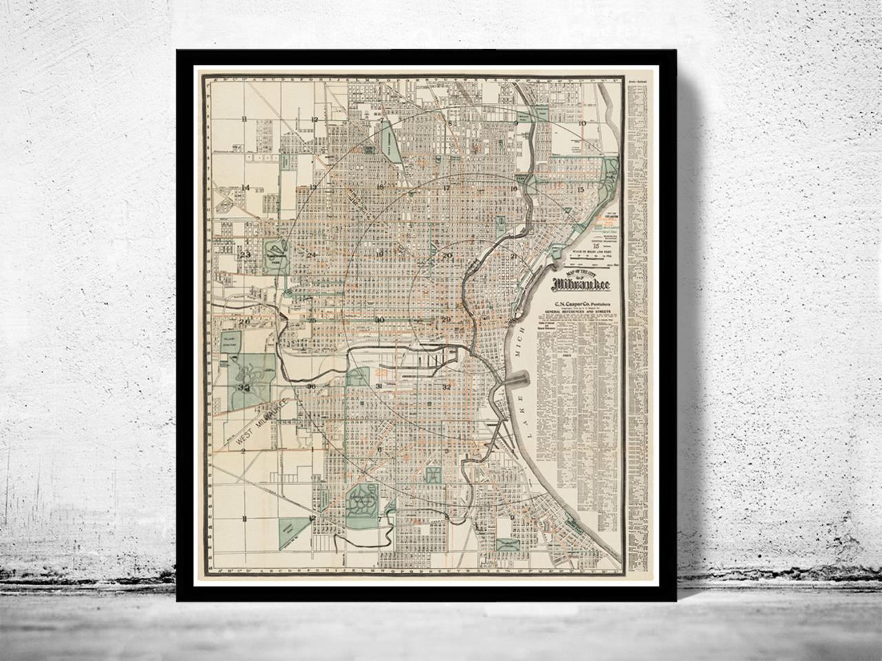Old Map Of Milwaukee 1912 Vintage Map