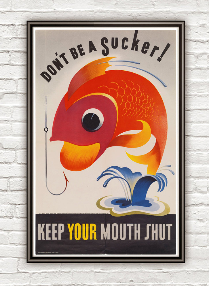 Vintage War Poster Keep Your Mouth Shut 1944