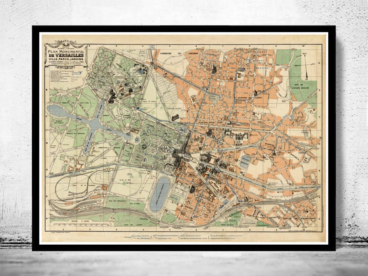 Old Map Of Versailles France 1927
