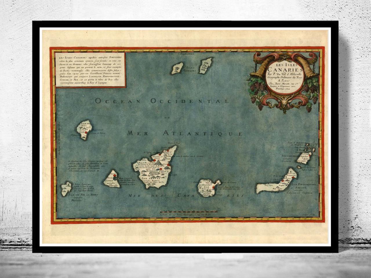 Old Map Canary Islands 1653 Canarias