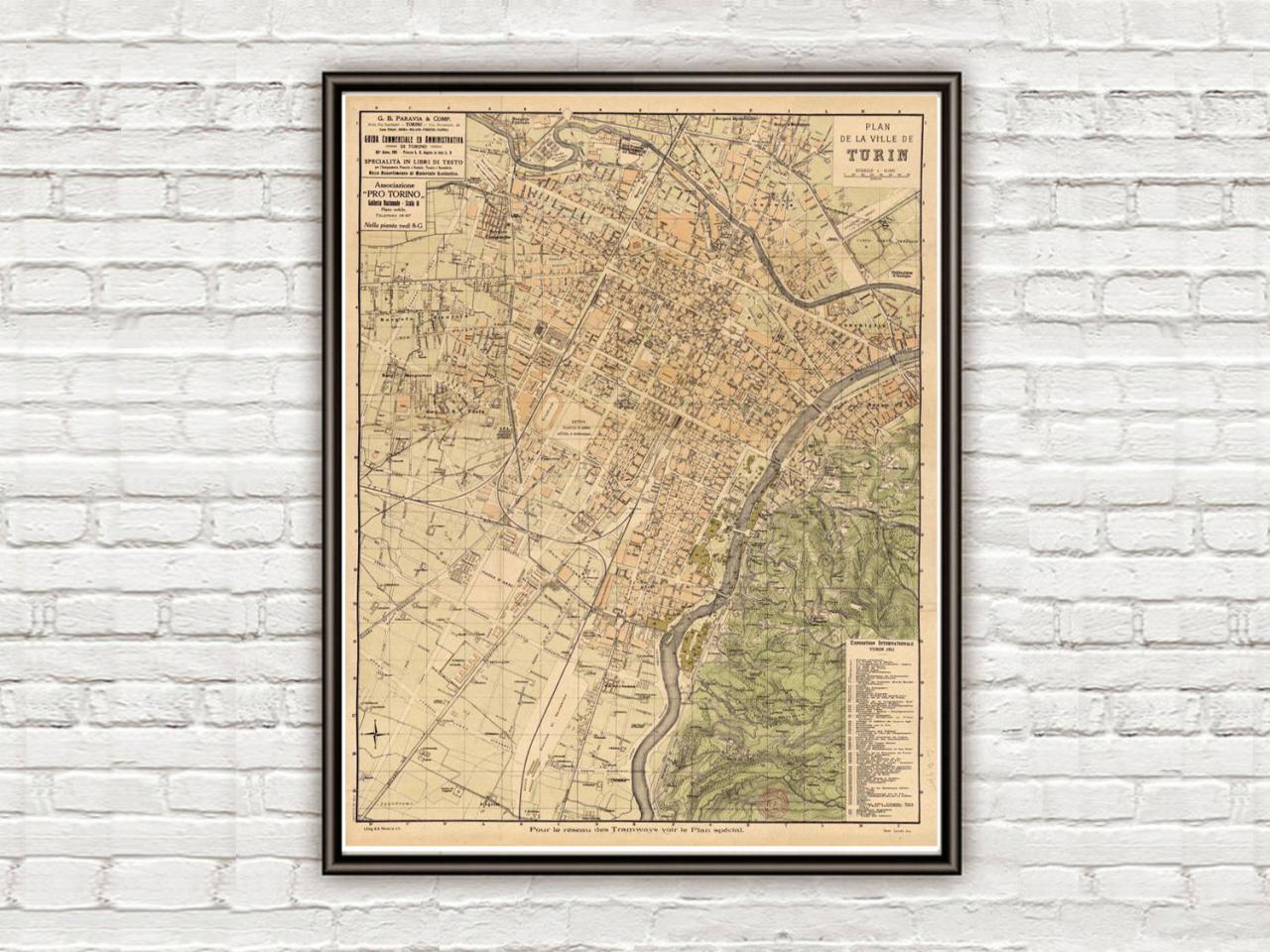 Old Map Of Turin Torino Italy Italia 1911