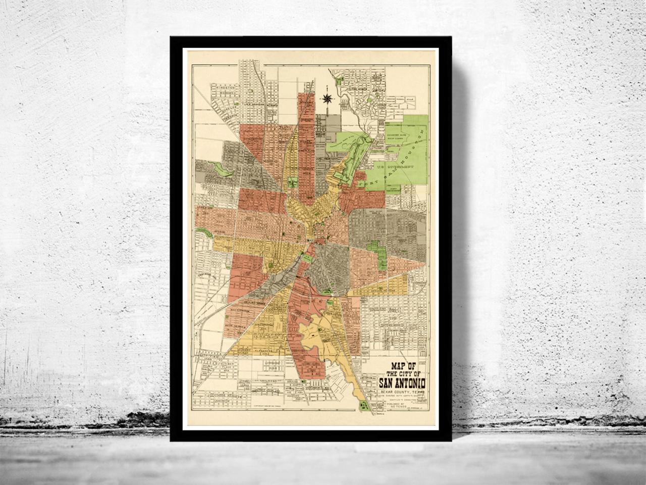 Old Map Of San Antonio Texas 1924
